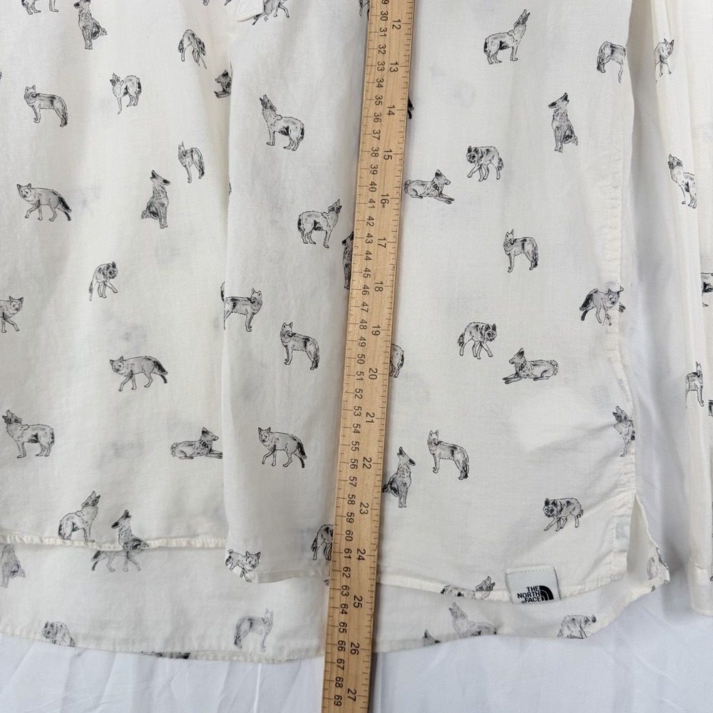 The North Face women Shirt All Over Print Wolves Wolf Nature SZ-S organic cotton - Picture 7 of 16